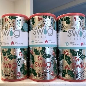 3 Swig Life 12 oz Slim Can Cooler Holiday Christmas Holly